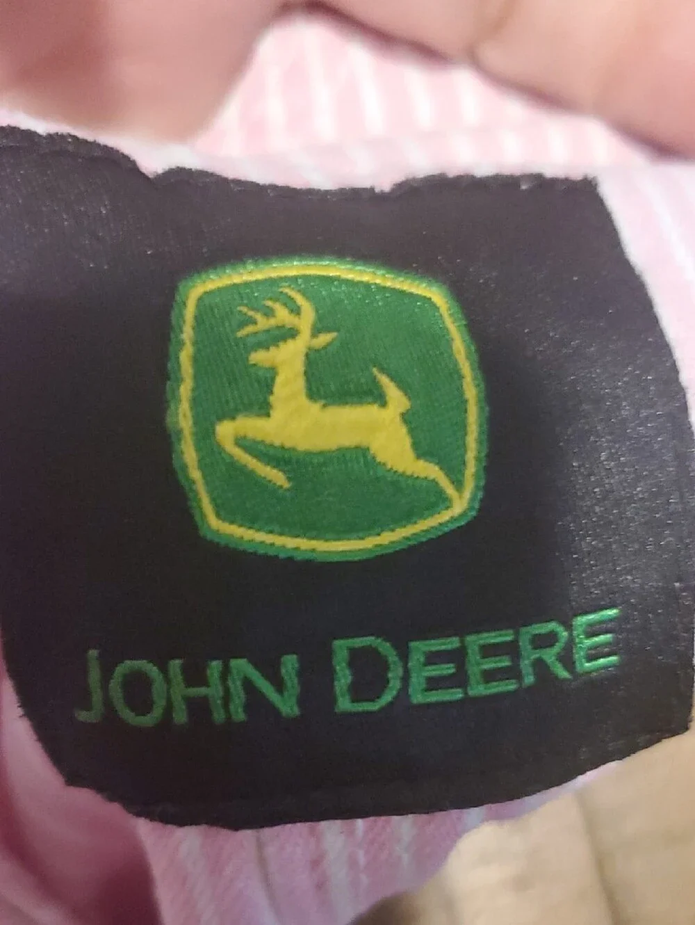 John Deere Pink & White Striped Overalls with Cow-Print Ruffle Cuffs